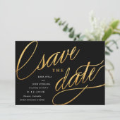 Einfache Moderne speichert Daten | Schwarz & Gold Save The Date (Stehend Vorderseite)