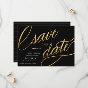 Einfache Moderne speichert Daten   Schwarz & Gold Save The Date