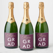 Einfache moderne, stilvolle Burgundy Graduation Pa Schaumweinetikett (Flaschen)