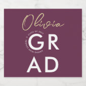 Einfache moderne, stilvolle Burgundy Graduation Pa Schaumweinetikett (Einzelnes Label)