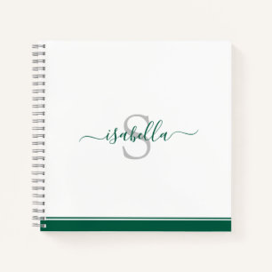 Einfache moderne, stilvolle Monogram Emerald Green Notizblock