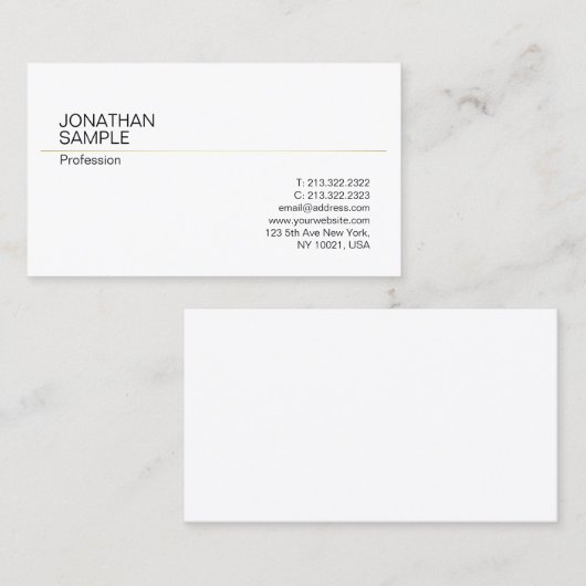 Einfache moderne, stilvolle White Gold Schlicht Tr Visitenkarte (Vorne/Hinten)