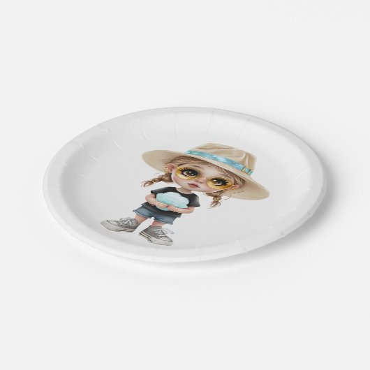 Einfache Moderne : Stilvolles Mädchen Pappteller (Schrägansicht)