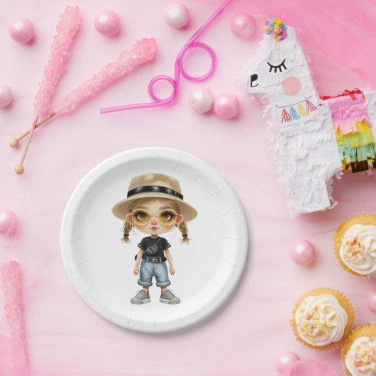 Einfache Moderne : Stilvolles Mädchen Pappteller (Party)