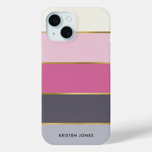 Einfache moderne Streifen Personalisiert Case-Mate iPhone Hülle (Rückseite)