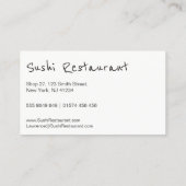 Einfache moderne Sushi Business Card Visitenkarte (Rückseite)