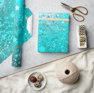 Einfache moderne Sweet 16 Aquamarin Sechzehn Name Geschenkpapier