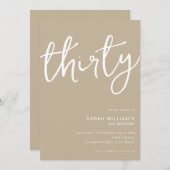 Einfache Moderne Tan 30. Geburtstag Einladung (Vorne/Hinten)
