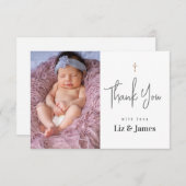 Einfache moderne Taufe Dankeschön-Karte mit Foto Dankeskarte (Vorne/Hinten)