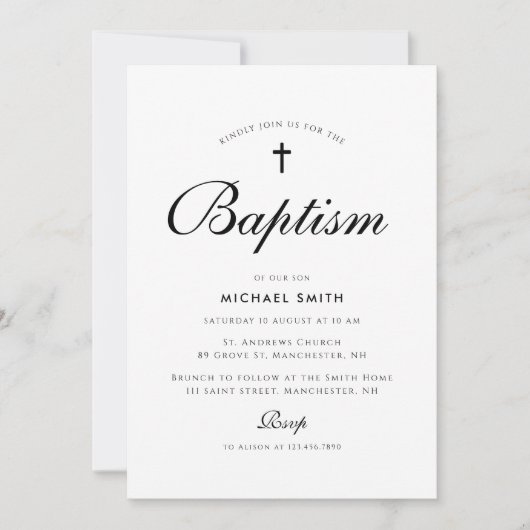 einfache, moderne Taufveranstaltung Einladung (Vorderseite)