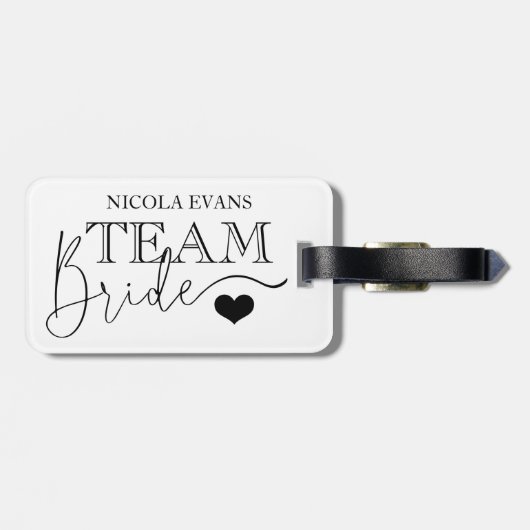 Einfache moderne Team Bride Wedding Gepäckanhänger (Rückseite horizontal)