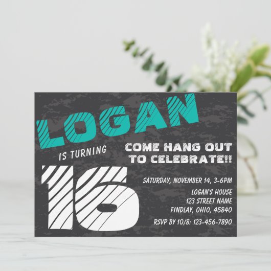 Einfache, moderne Teenager zum Geburtstag Einladung (Stehend Vorderseite)