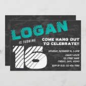 Einfache, moderne Teenager zum Geburtstag Einladung (Vorne/Hinten)