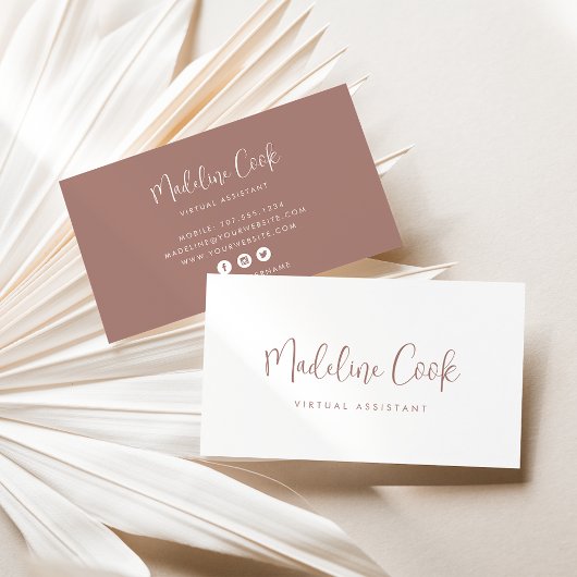 Einfache moderne Terracotta Calligraphy Social Med Visitenkarte