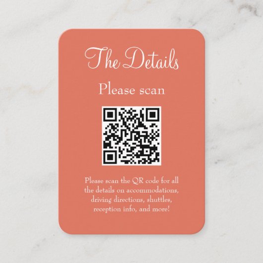 Einfache moderne Terracotta-Hochzeitsstipps - QR-C Begleitkarte (Vorderseite)