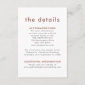 Einfache, moderne Terracotta Rost Hochzeitsdetails Begleitkarte (Vorderseite)