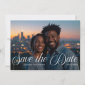 Einfache moderne Text- und Foto-Hochzeit 'Datum fr Save The Date (Vorderseite)
