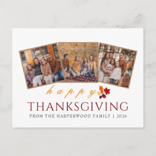 Einfache moderne Thanksgiving-Familienfoto-Collage Feiertagspostkarte