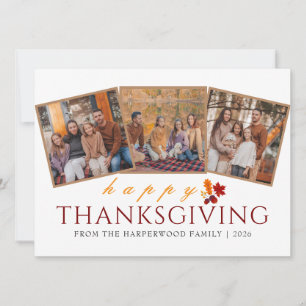 Einfache moderne Thanksgiving-Familienfotocollage Feiertagskarte