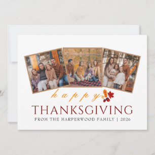 Einfache moderne Thanksgiving-Familienfotocollage Feiertagskarte