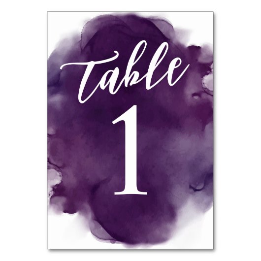 Einfache moderne Tiefkühltruhe Lila Wasserfarbe Tischnummer (Rückseite)
