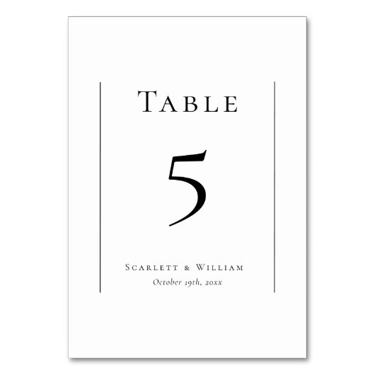 Einfache moderne Tischnummer (Vorderseite)