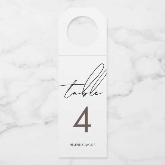 Einfache moderne Tischnummer Flaschenanhänger (Vorderseite)