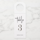 Einfache moderne Tischnummer Flaschenanhänger (Vorderseite)