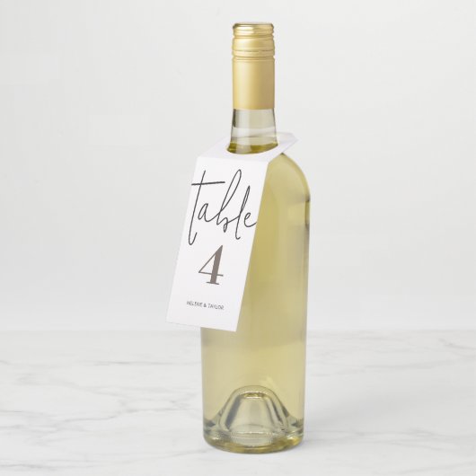 Einfache moderne Tischnummer Flaschenanhänger (Angewinkelt)