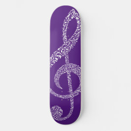 Einfache moderne Treble Clef Weiße Noten Illustrie Skateboard