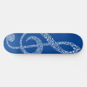 Einfache moderne Treble Clef Weiße Noten Illustrie Skateboard (Horizontal)