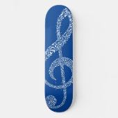 Einfache moderne Treble Clef Weiße Noten Illustrie Skateboard (Vorderseite)