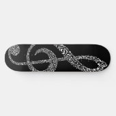 Einfache moderne Treble Clef Weiße Noten Illustrie Skateboard (Horizontal)
