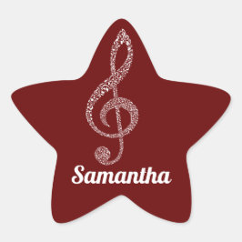 Einfache moderne Treble Clef Weiße Noten Illustrie Stern-Aufkleber