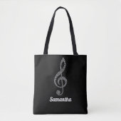 Einfache moderne Treble Clef Weiße Noten Illustrie Tasche (Vorderseite)