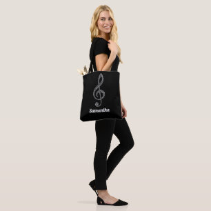 Einfache moderne Treble Clef Weiße Noten Illustrie Tasche