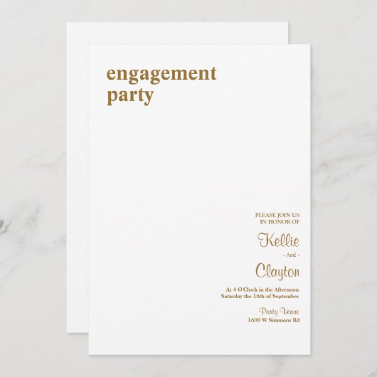 Einfache, moderne Typ-Engagement-Partei Einladung (Vorne/Hinten)