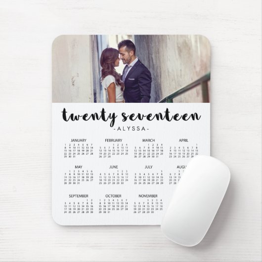 Einfache moderne Typografie 2017 Foto-Kalender Mousepad (Mit Mouse)