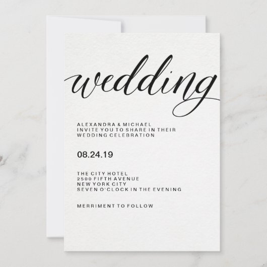 Einfache moderne Typografie auf Wasserfarbpapier Einladung (Vorderseite)