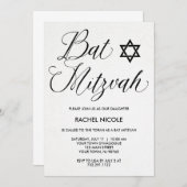 Einfache moderne Typografie Bat Mitzvah Einladung (Vorne/Hinten)