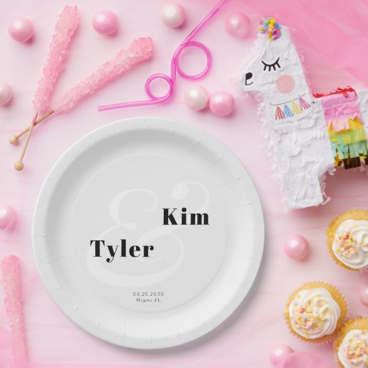 Einfache moderne Typografie Braut und Bräutigam Ho Pappteller (Party)