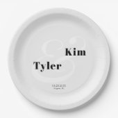 Einfache moderne Typografie Braut und Bräutigam Ho Pappteller (Vorderseite)