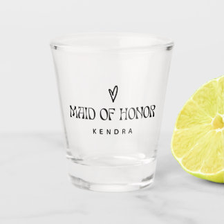Einfache moderne Typografie Brautjungfer-Geschenk Schnapsglas