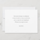 Einfache moderne Typografie Custom Wedding Foto Dankeskarte (Rückseite)