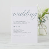 Einfache moderne Typografie | Dusty Blue Wedding Einladung (Stehend Vorderseite)
