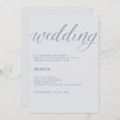 Einfache moderne Typografie | Dusty Blue Wedding Einladung (Vorne/Hinten)