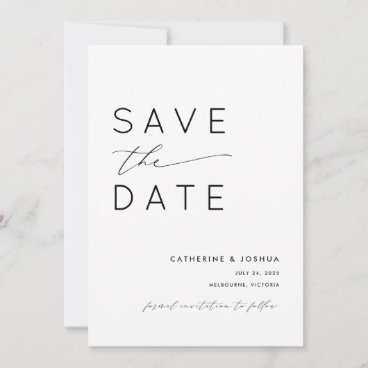 Einfache, moderne Typografie-Einladung Save The Date (Vorderseite)