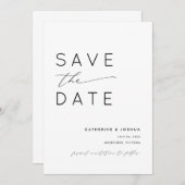 Einfache, moderne Typografie-Einladung Save The Date (Vorne/Hinten)