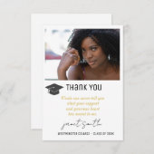 Einfache moderne Typografie Foto Abschluss Dankeskarte (Vorne/Hinten)