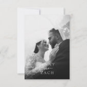 Einfache moderne Typografie Foto-Hochzeit  Save The Date (Rückseite)